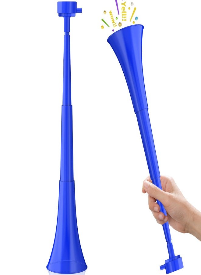 Hongdouo Stadium Horn, Vuvuzela Plastic Trumpet Collapsible Cheering Blow Horns Loud Sound Soccer Trumpets Noise makers for Sporting Events Football Games Carnival Fun Birthday Party Favors - 1PCS (Blue) - Image 1